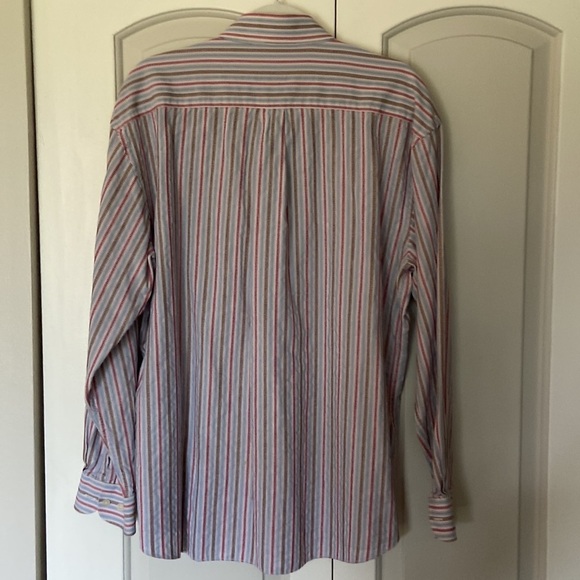 Men’s Alan Flusser red, blue thin pinstripe button  down shirt Size XL, nice - Picture 3 of 13
